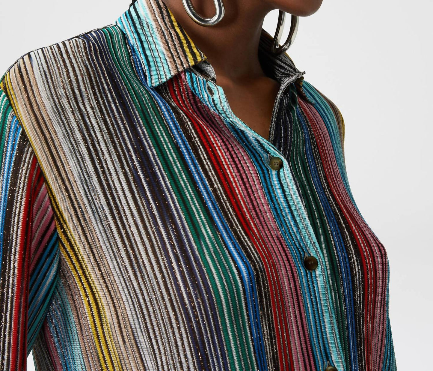 Missoni - Lame slub ribbed knit shirt