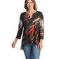 Jess & Jane - Women's Dunes Slit V Neck Chiffon Contrast Top