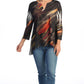 Jess & Jane - Women's Dunes Slit V Neck Chiffon Contrast Top