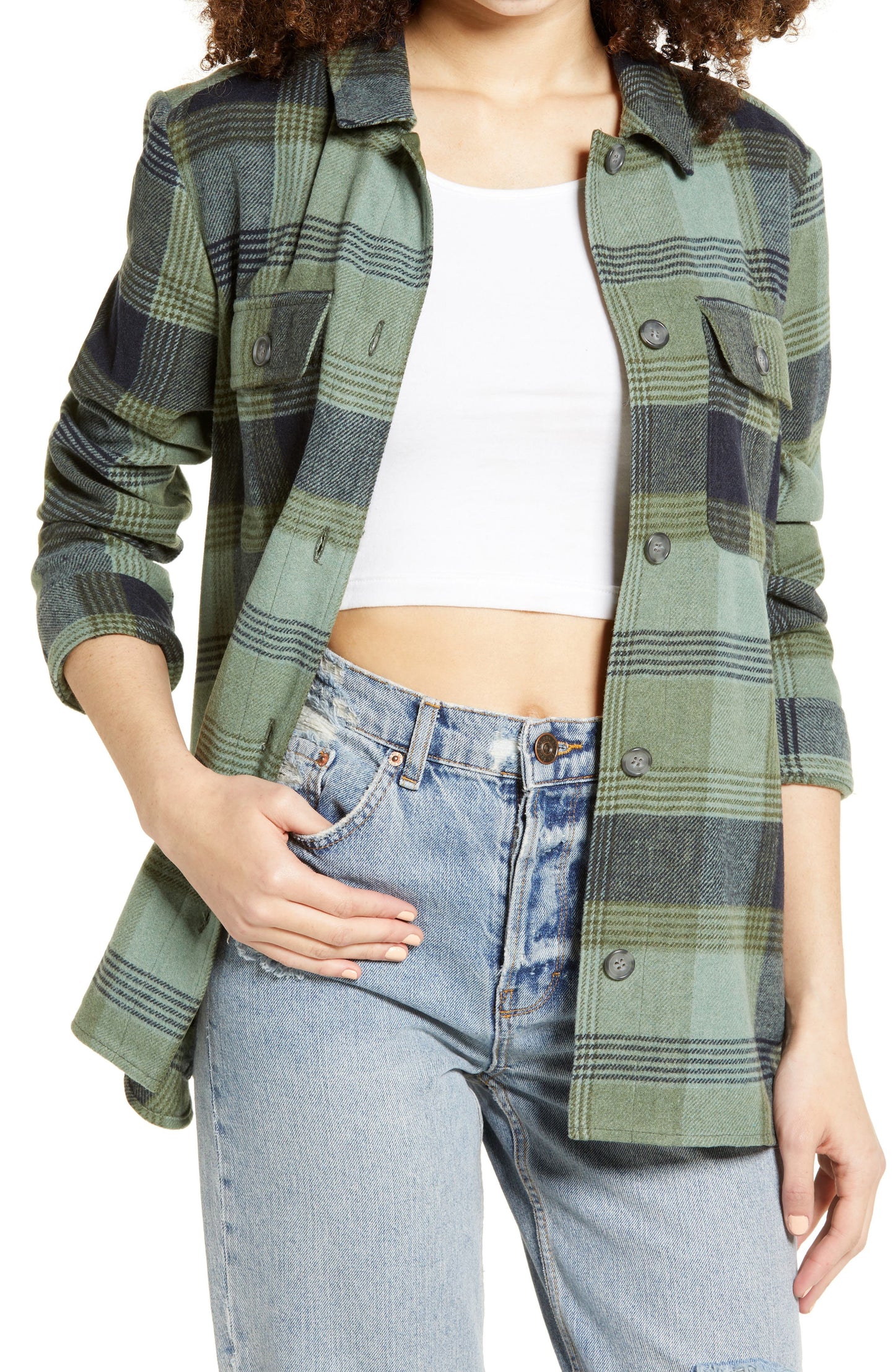 womens-green-plaid-flannel-shirt-jacket-x-small