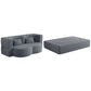 Modern Floor Sofa With Two Pillows Convertible Teddy Fabric Foam Filled Bed