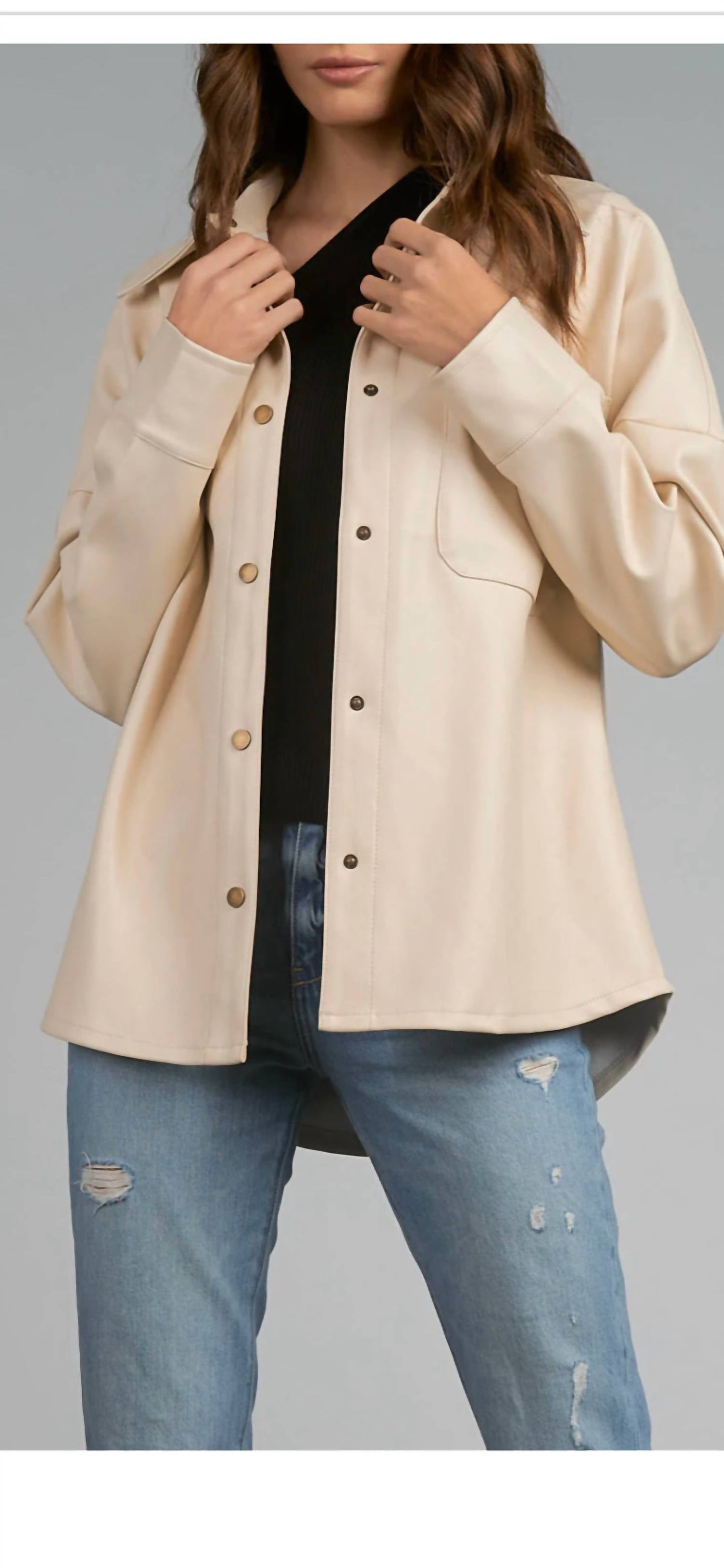 Elan - Frost faux leather Shacket