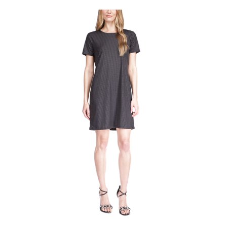 Women's Black Sheer Polka Dot T-Shirt Dress