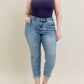 Judy Blue - Mid Rise Bleach Wash Cuffed Boyfriend Denim Jeans - Plus Size