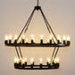 47.24 Inch Matte Black Wagon Wheel Chandelier with 36 Lights