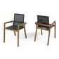 Belfast Dining Chair with Acacia Wood Frame and Mesh Seating (Set of 2)