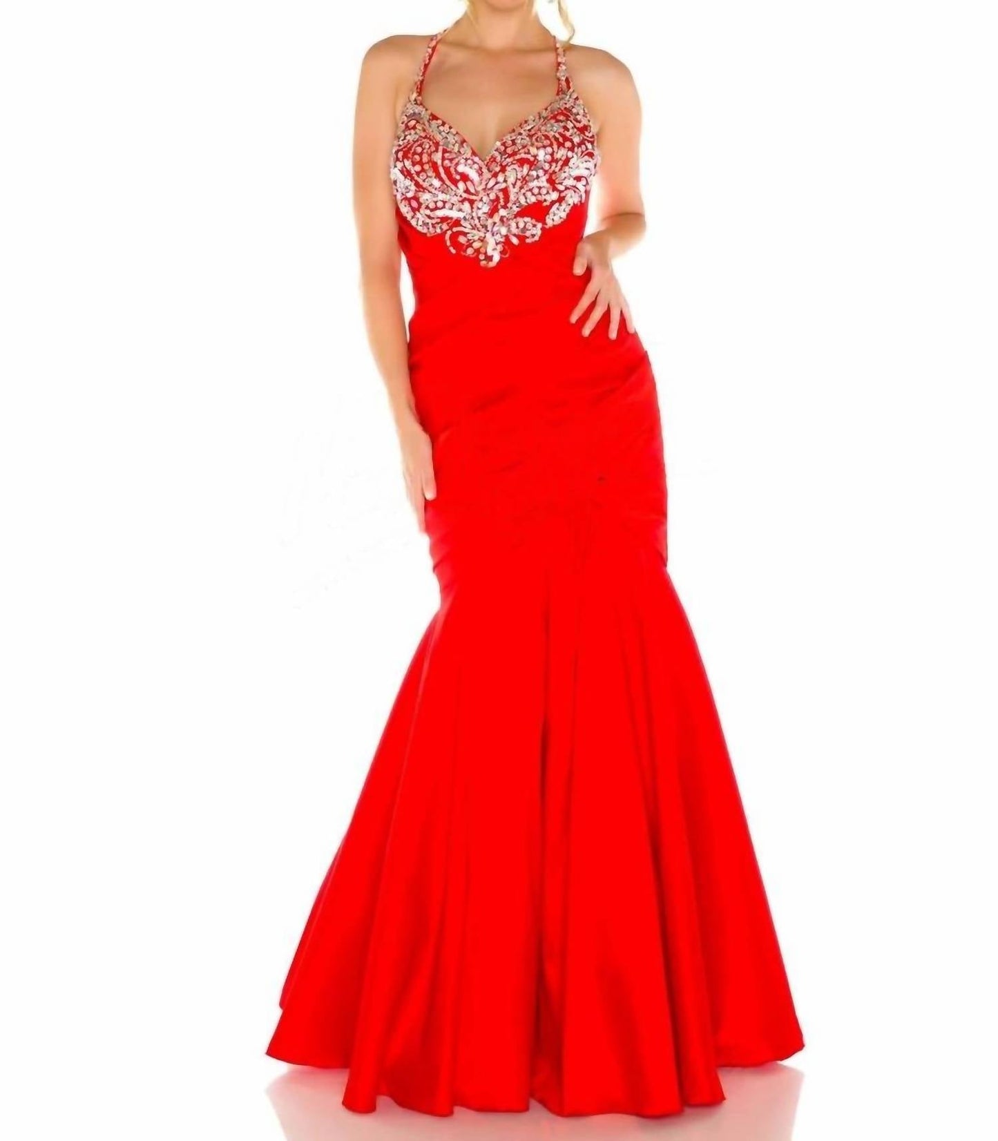 Mac Duggal - Halterneck Beaded Mermaid Gown
