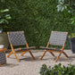 Solidago Outdoor And Strapping Belt Folding Chairs (Set of 2) - Black / Brown