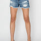 Risen - Stepped Waist Frayed Denim Shorts