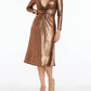 Dress The Population - Daria Metallic Long Sleeve Fit & Flare Dress