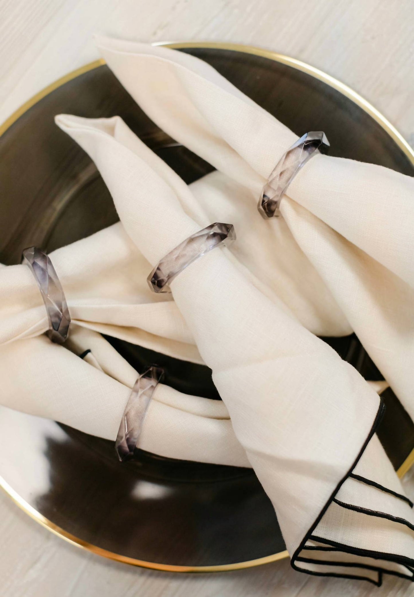 Borrowed Blu - Prism Napkin Rings Set Of 4