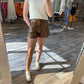 Entro - High Waisted Leather Shorts