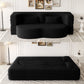 Modern Floor Sofa With Two Pillows Convertible Teddy Fabric Foam Filled Bed