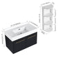 Modern Wall Mounted Bathroom Vanity with Resin Sink and Storage Rack