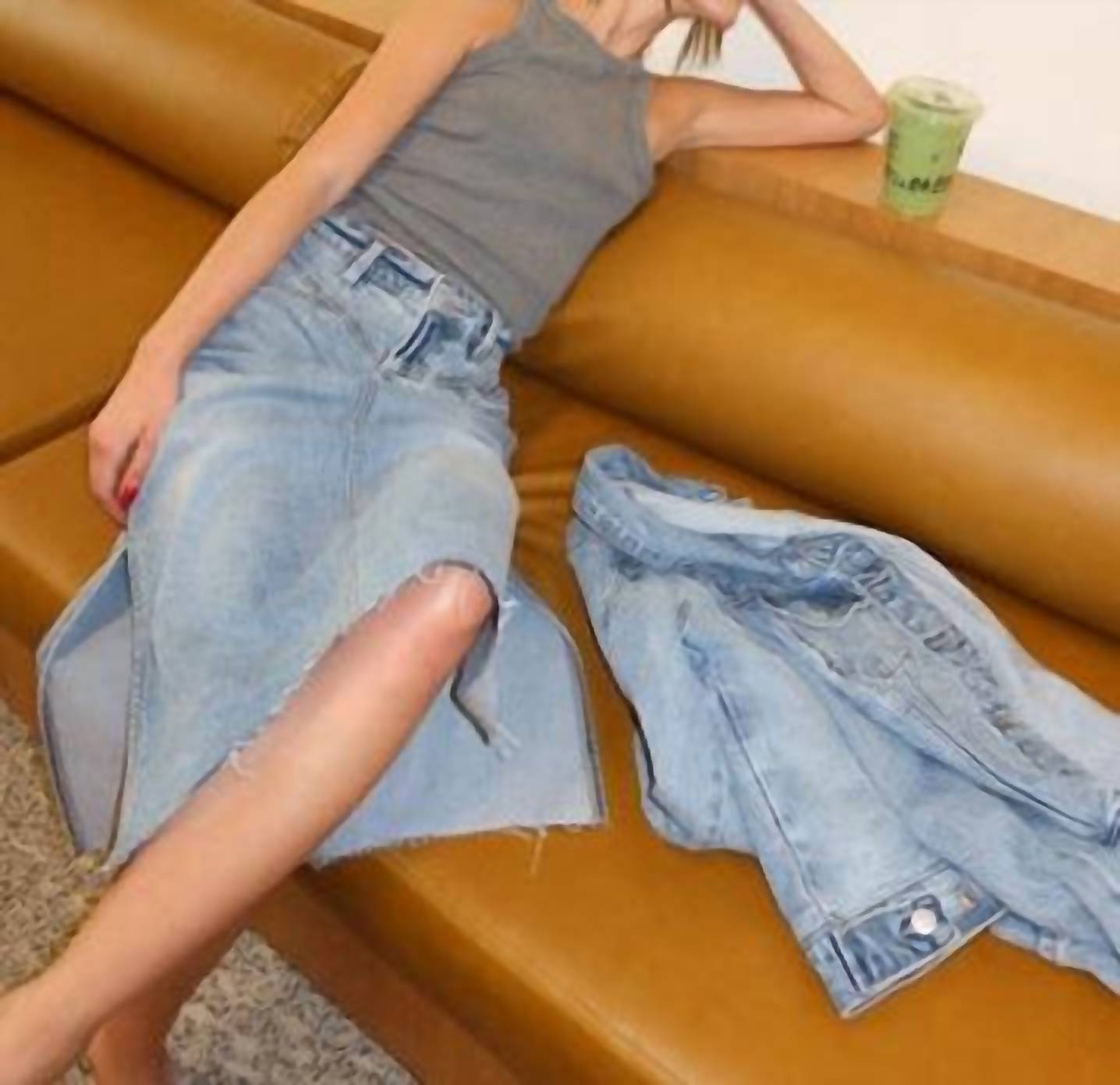 Artemis Vintage - Women's Denim Midi Side Slit Skirt
