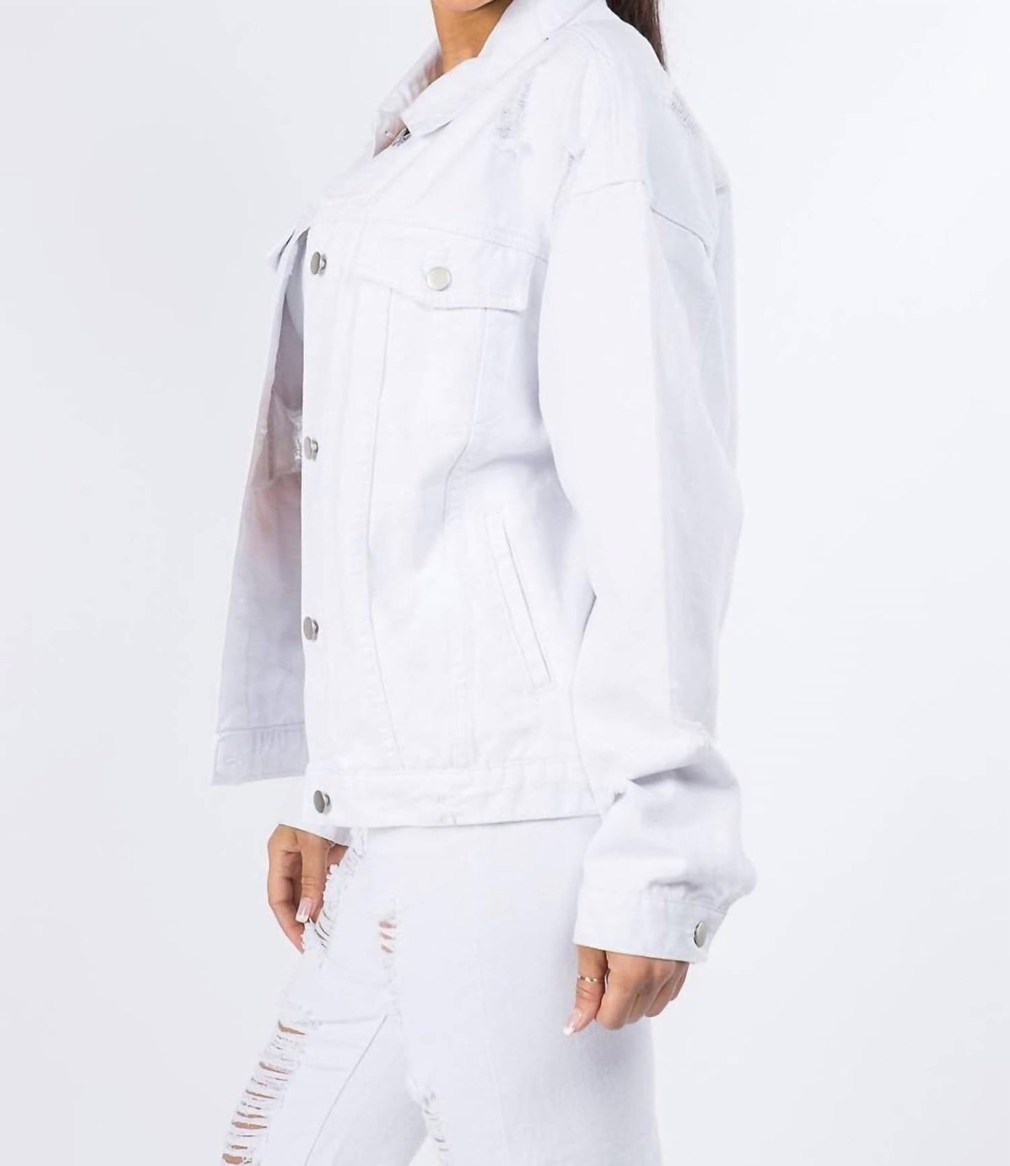 American Bazi - Graphic Distressed Denim Jacket