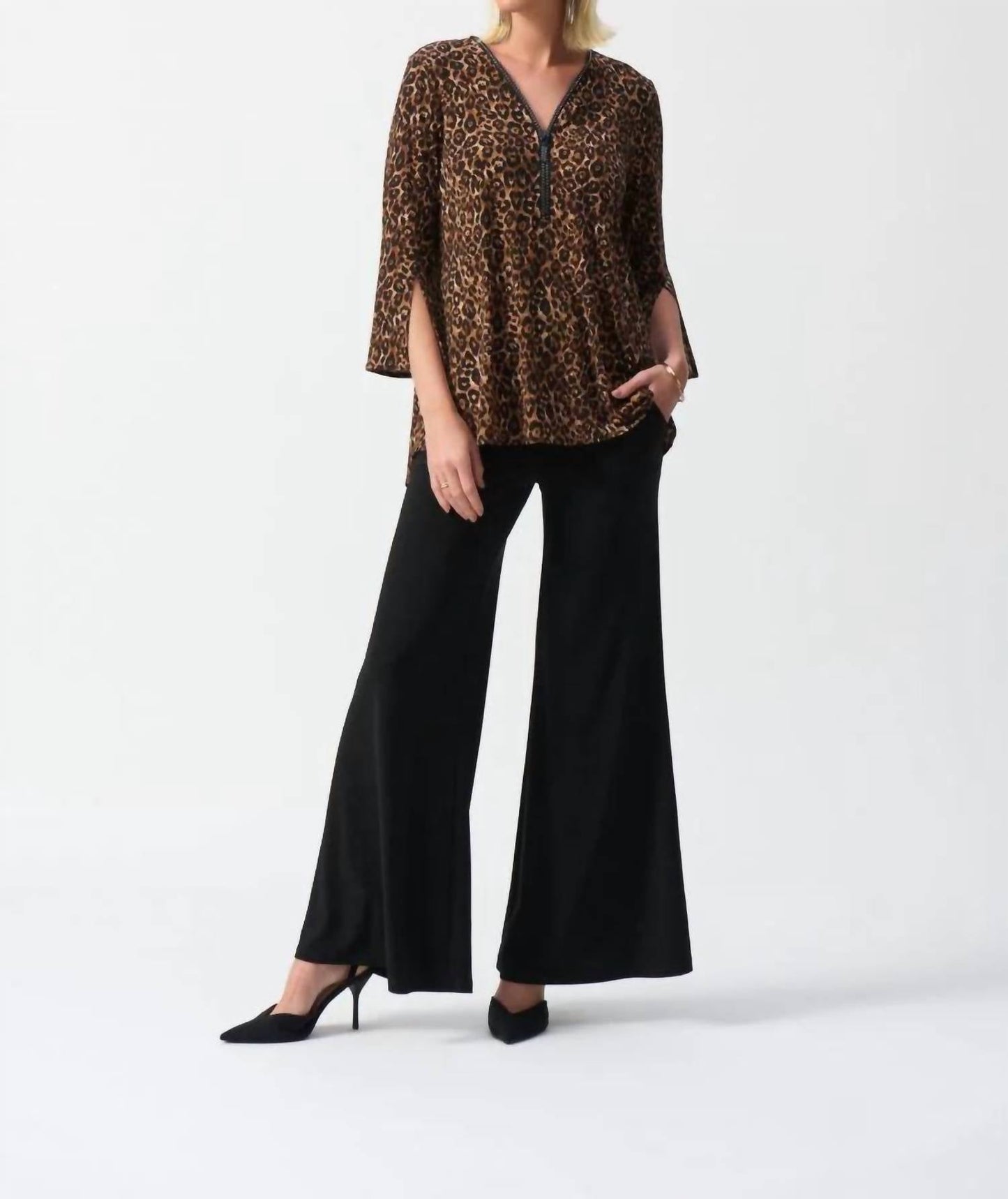Joseph Ribkoff - Animal Print Split Sleeve Tunic Top