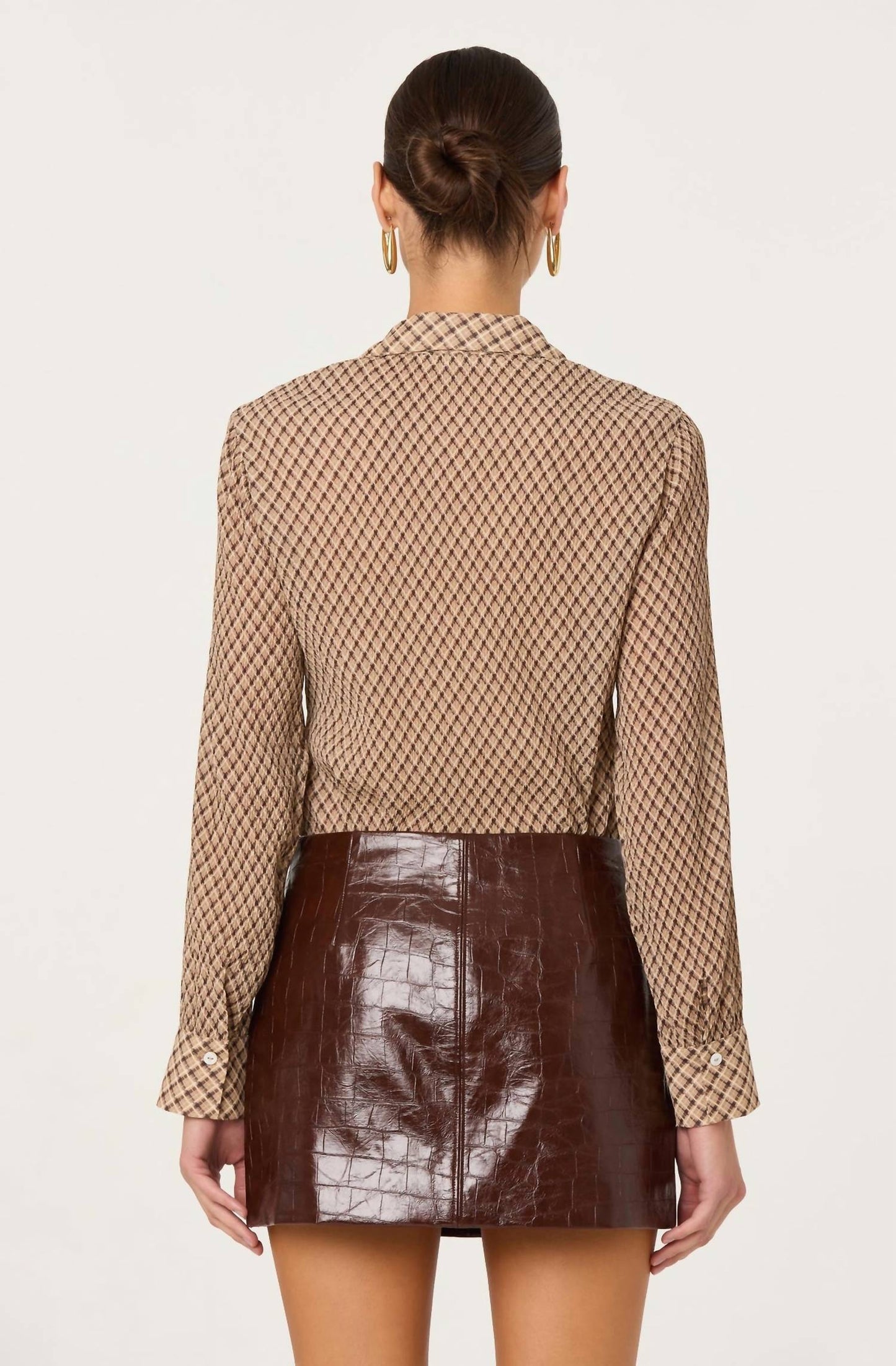Astr - Laurel Diamond Print Long Sleeve Top