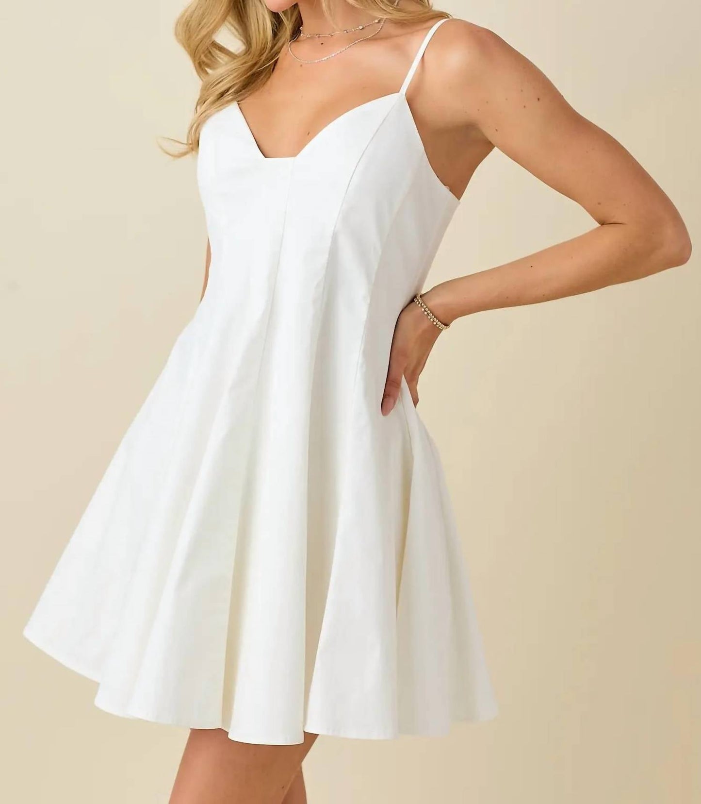 Baby Pink - Strappy Sweetheart Neck Mini Dress