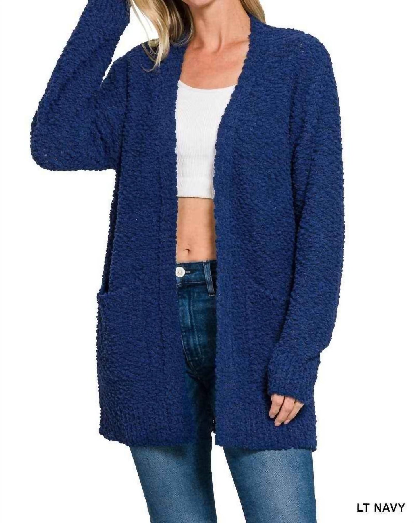 42Pops - Popcorn Sweater Cardigan With Pockets