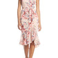 Eliza J Floral Ruched Chiffon Faux Wrap Dress Blush Size 10