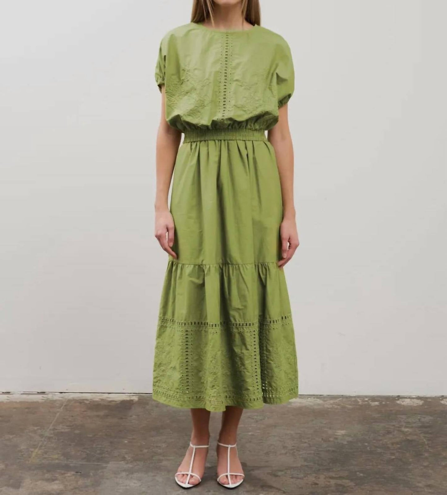 Moon River - Balloon Hem Eyelet Crop Top