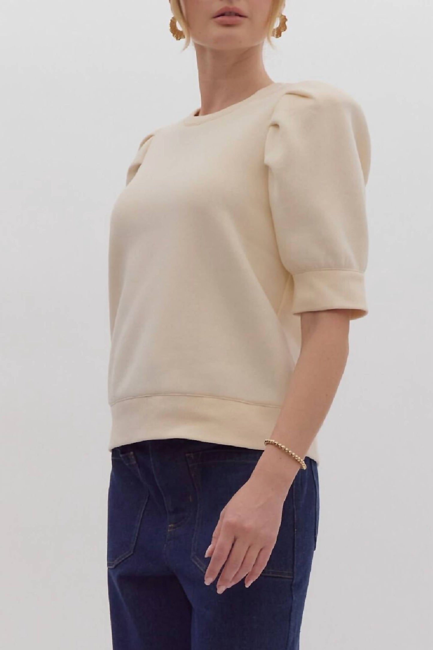 Entro - Grace Puff Sleeve Knit Top