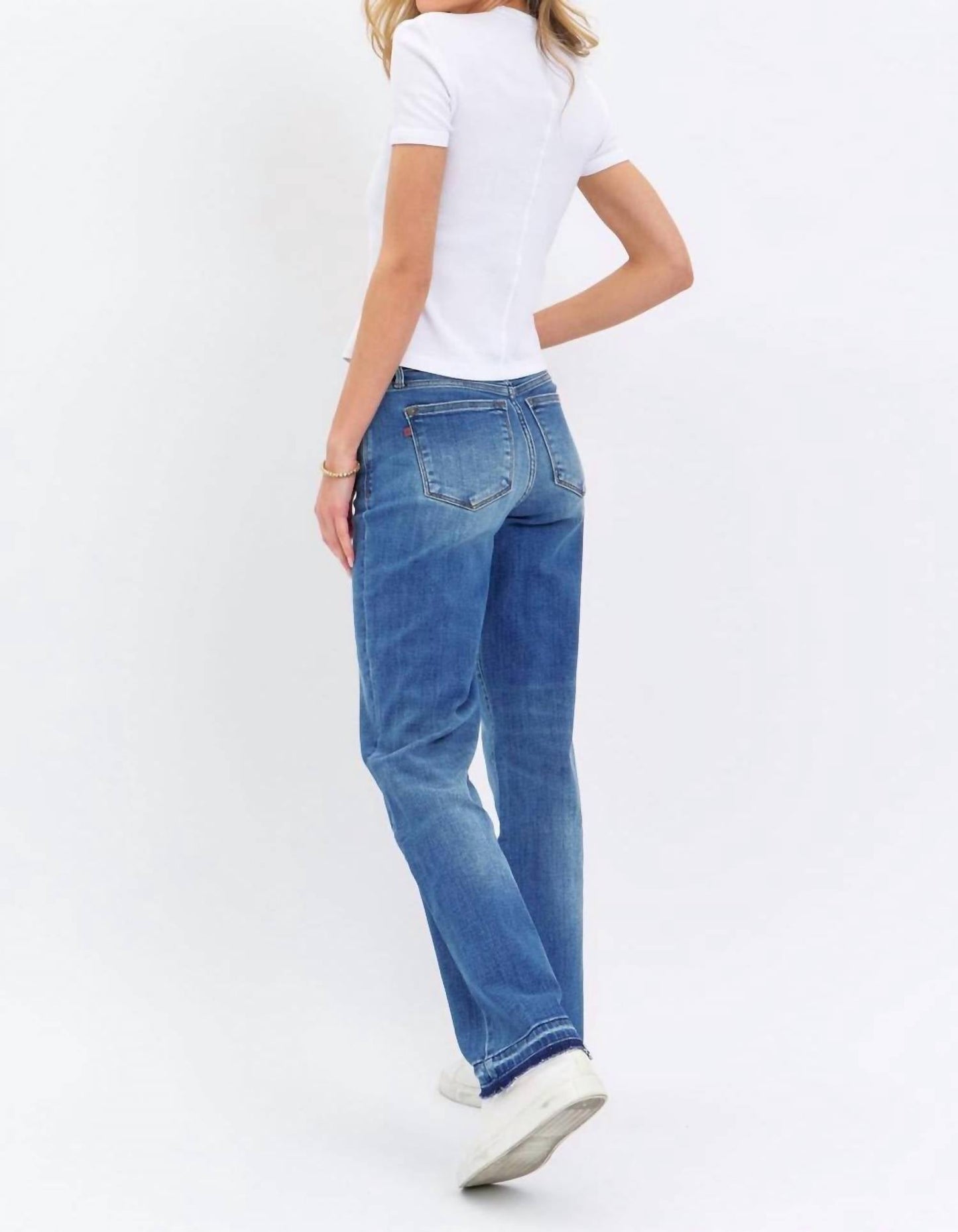 Judy Blue - Mid Rise Release Hem Dad Denim Jeans