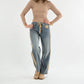 Ee:Some - Mineral Washed Drawstring Side Stripe Jeans