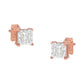 14K Rose Gold Plated Two-Tone .925 Sterling Silver 1/2 Cttw Princess-Cut Square Near Colorless Diamond Solitaire Miracle-Plate Stud Earrings (J-K Color, I2-I3 Clarity)
