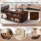 Modern Rectangle Coffee Table with 4 Drawers and 2 Display Shelves