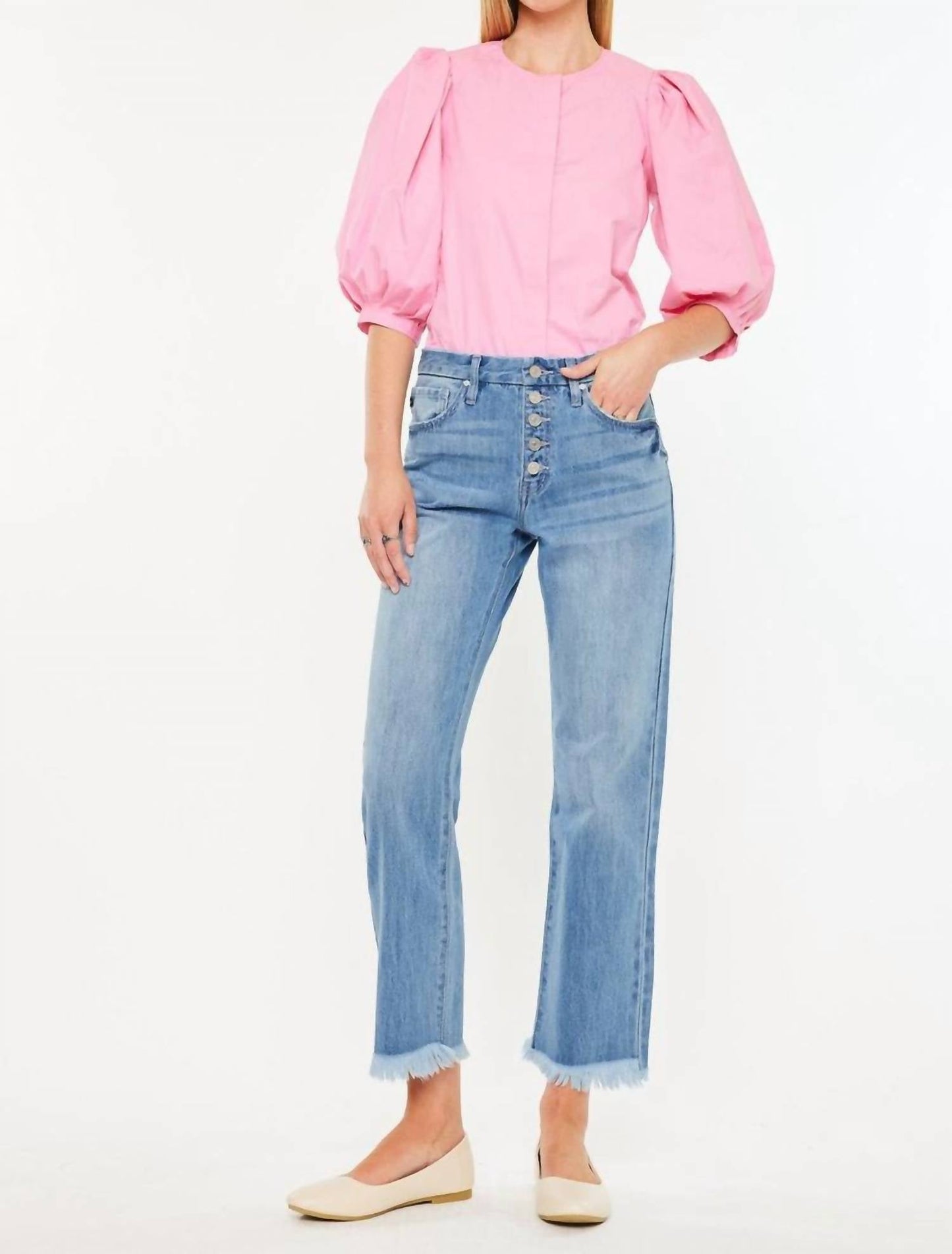 Kancan - High Rise Straight Leg Button Fly Jean