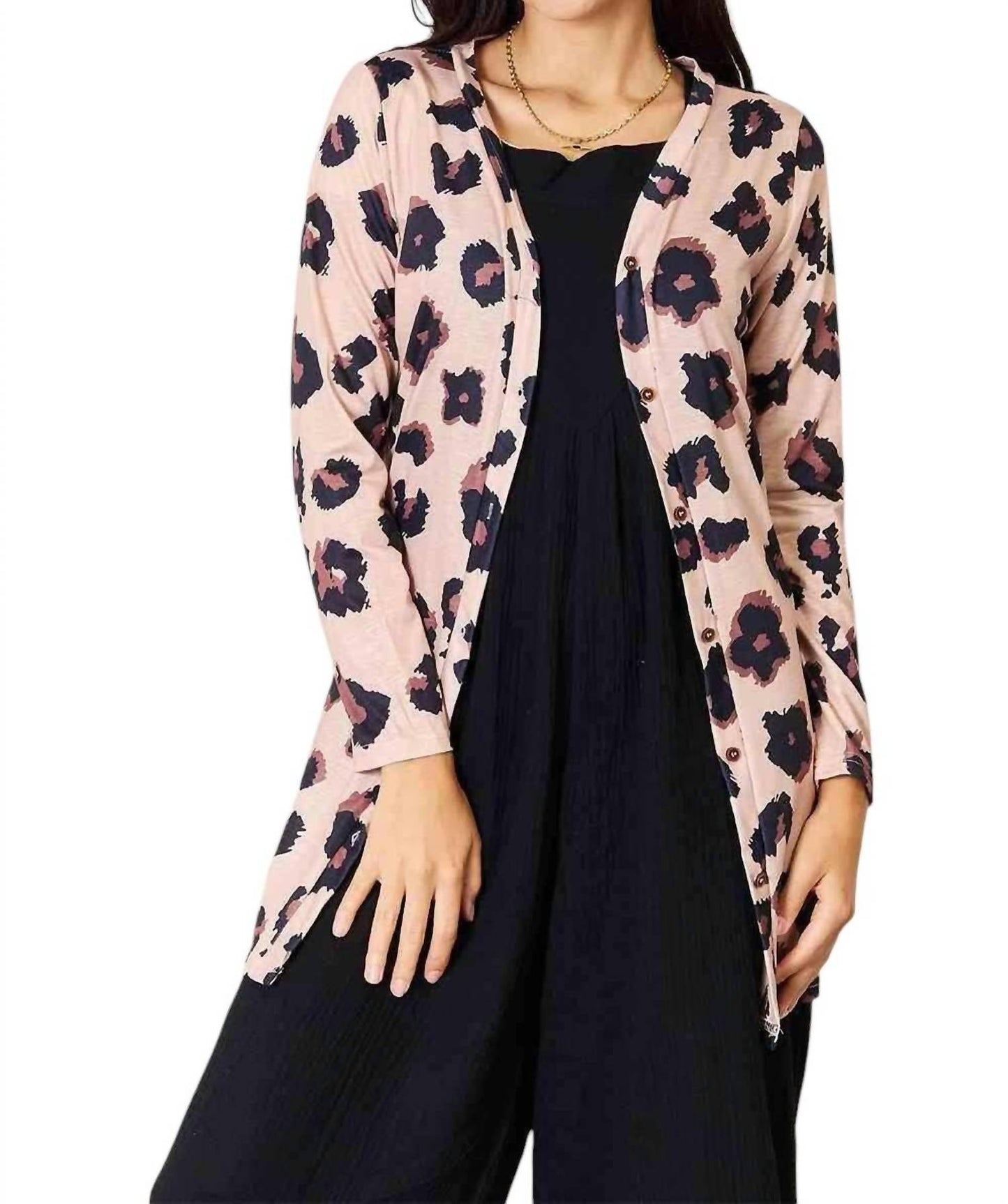 Double Take - Chic Button-up Cardigan With Print