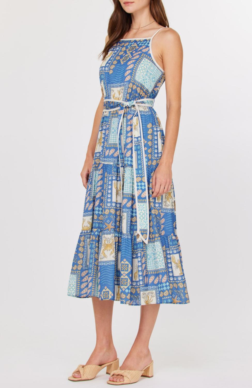 Current Air - Tessa Sleeveless Coastal Print Midi Dress