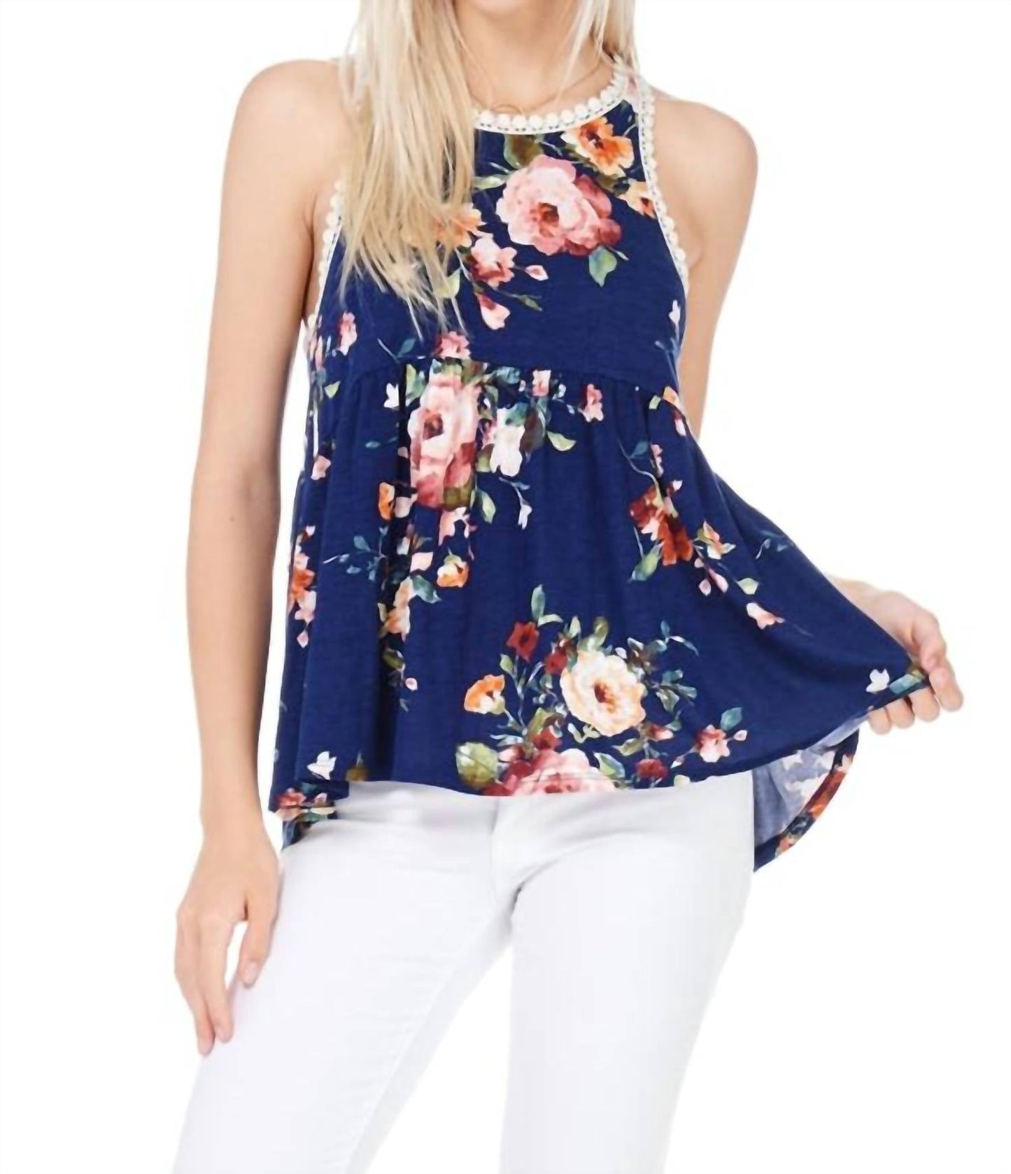 7Th Ray - Floral Print Racerback Babydoll Top