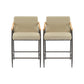 Mid Century Modern Counter Stool Set With Espresso Metal Frame - Khaki