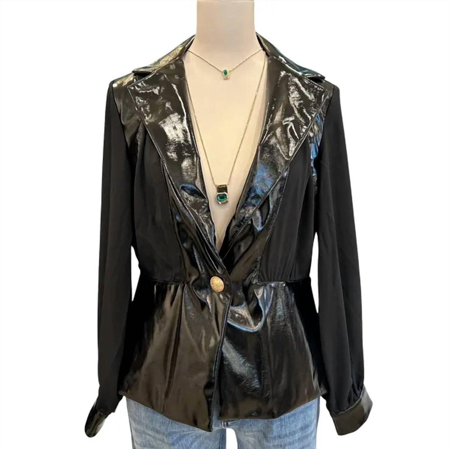 Oolala - Patent Chifton Combo Jacket