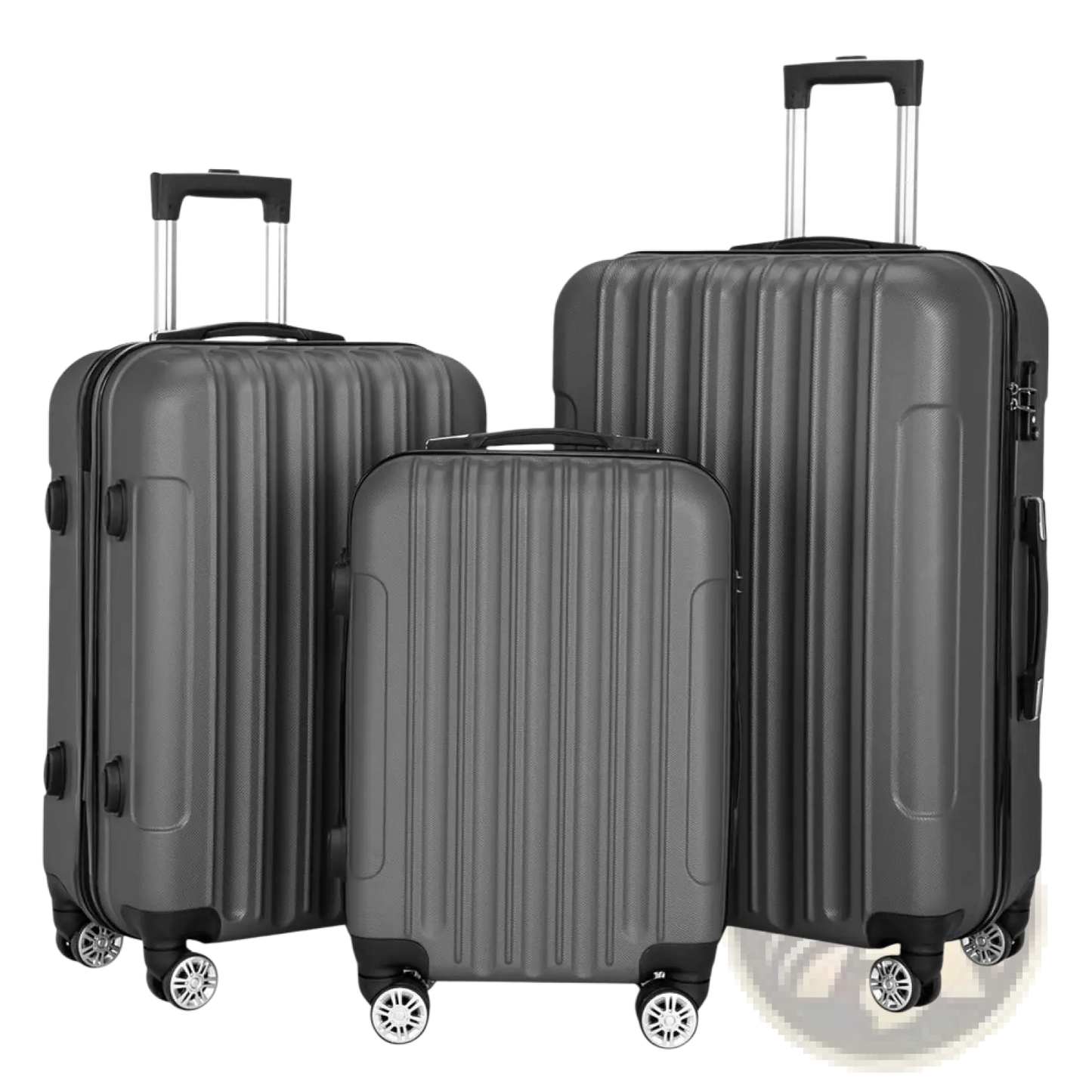 3-in-1 Dark Gray Hardshell Spinner Luggage Set