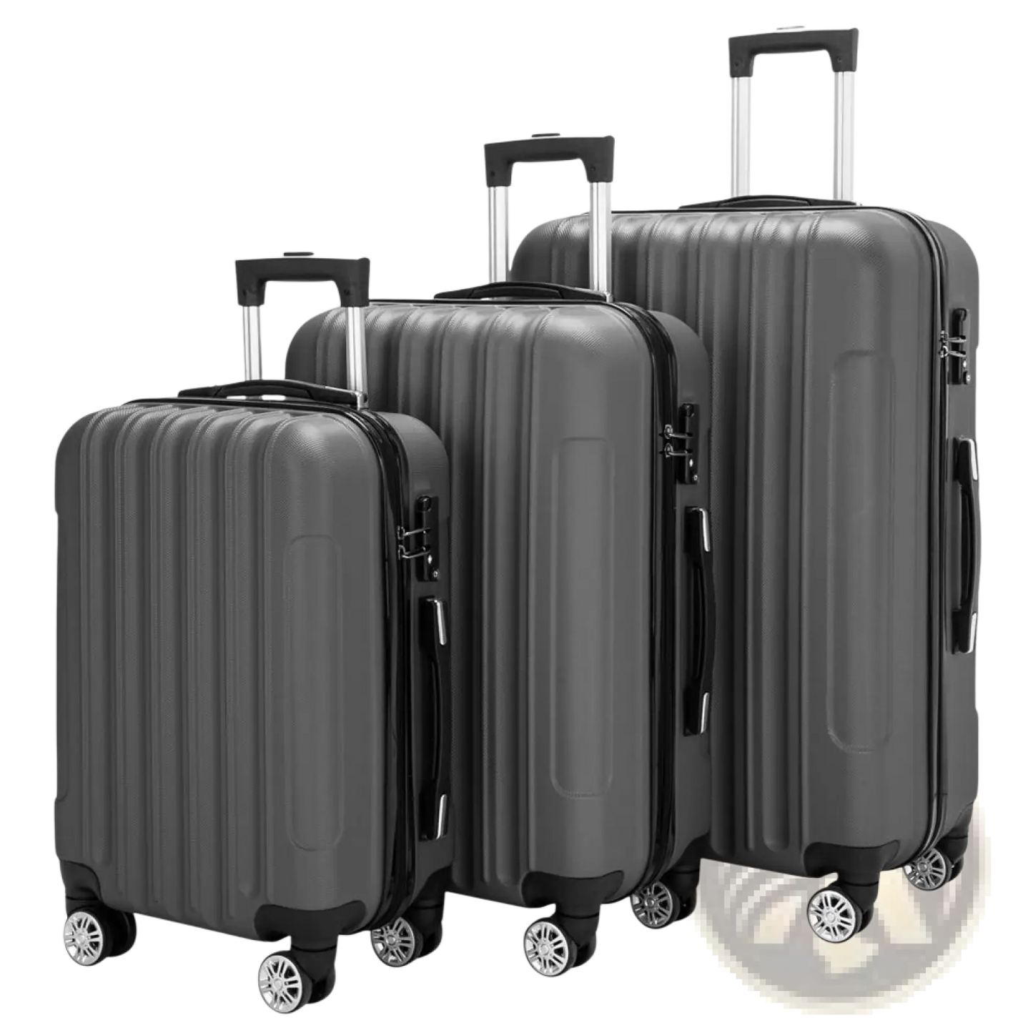 3-in-1 Dark Gray Hardshell Spinner Luggage Set