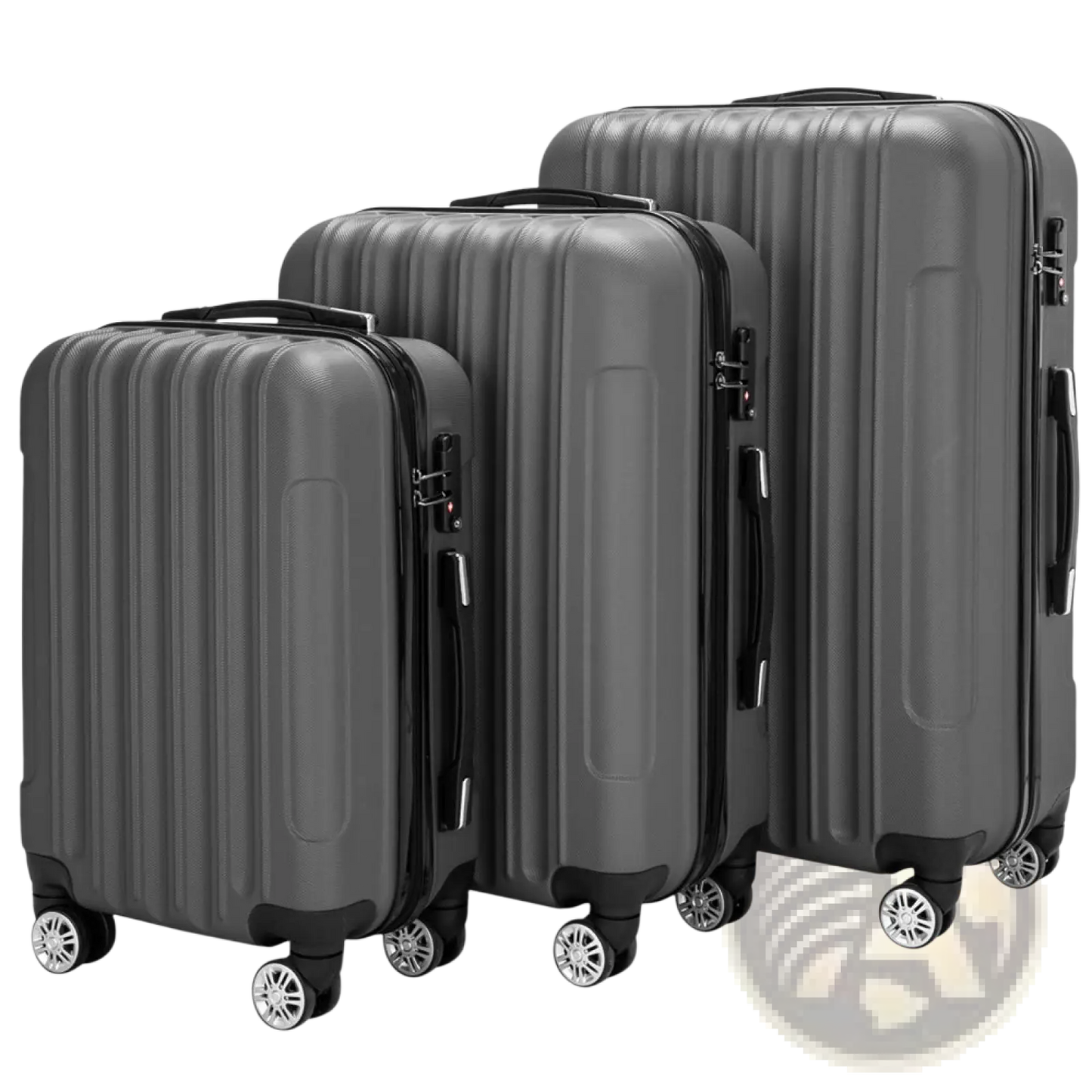 3-in-1 Dark Gray Hardshell Spinner Luggage Set