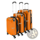 3-in-1 Lightweight Orange Abs Hard Shell Trolley Suitcase Set