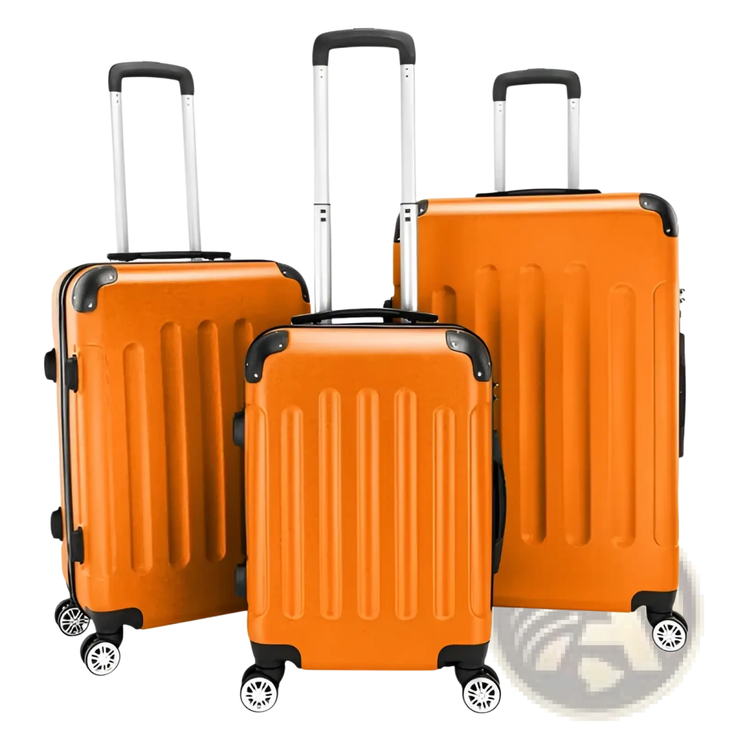 3-in-1 Lightweight Orange Abs Hard Shell Trolley Suitcase Set
