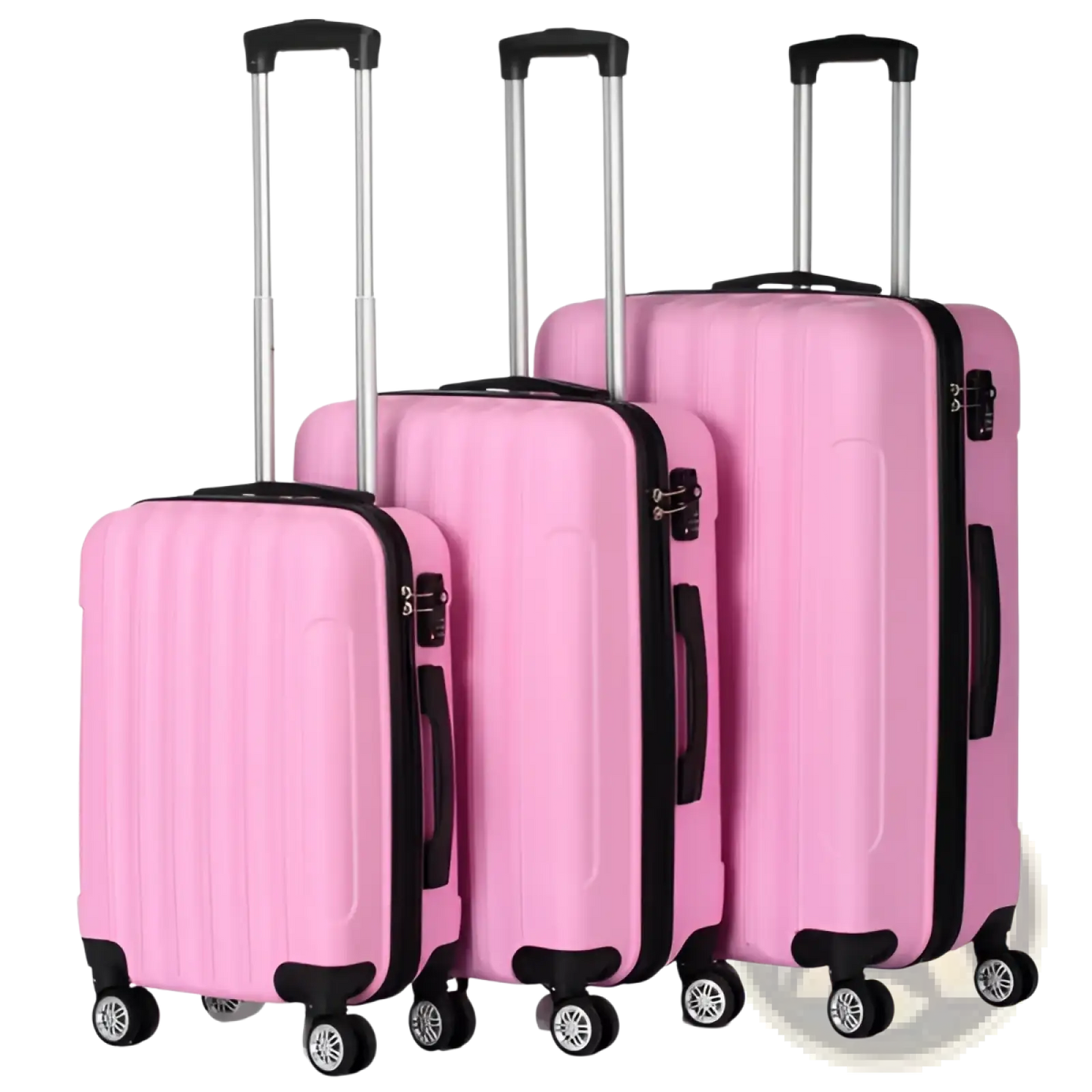3-in-1 Pink Hard Shell Large Capacity Suitcase Set