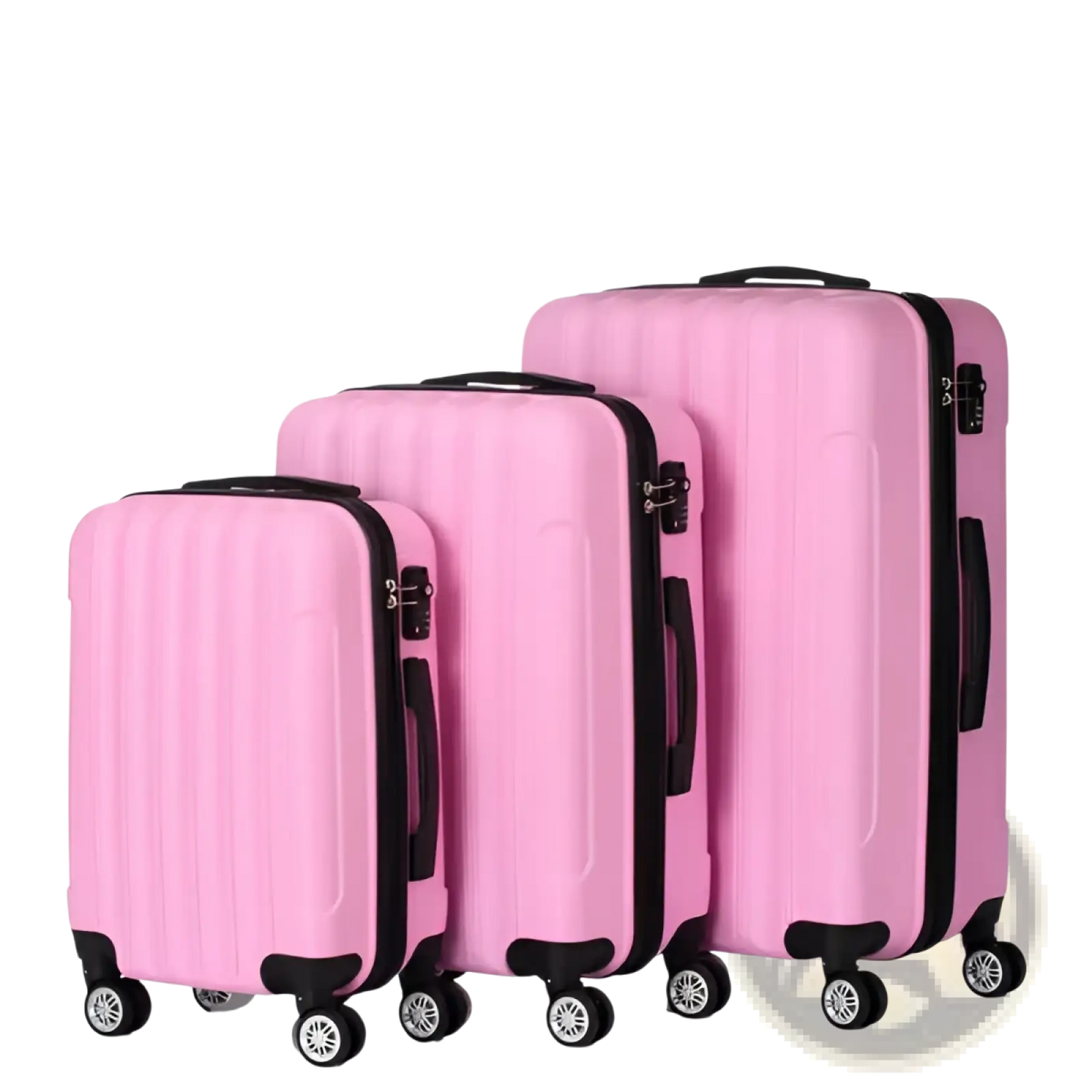 3-in-1 Pink Hard Shell Large Capacity Suitcase Set