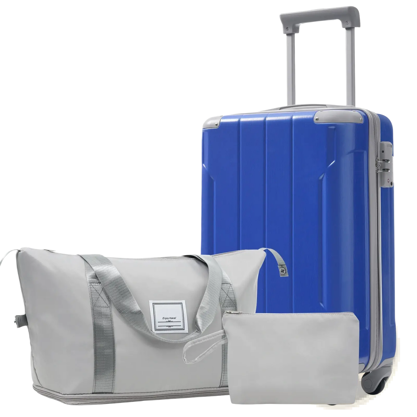 3 Piece Dazzling Blue Hardshell 20 Inch Carry on Luggage Set