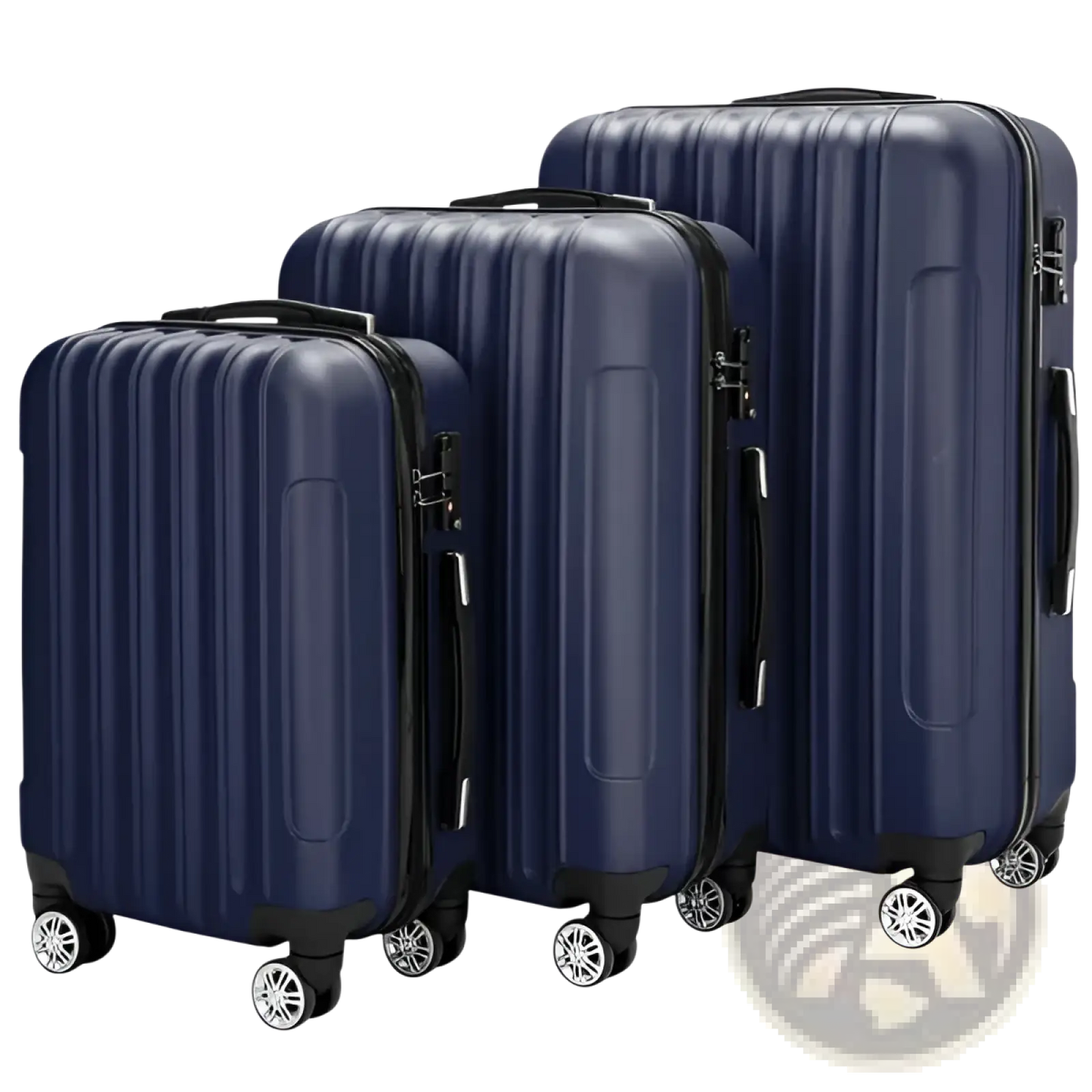 3-piece Navy Blue Hard Shell Spinner Luggage Set