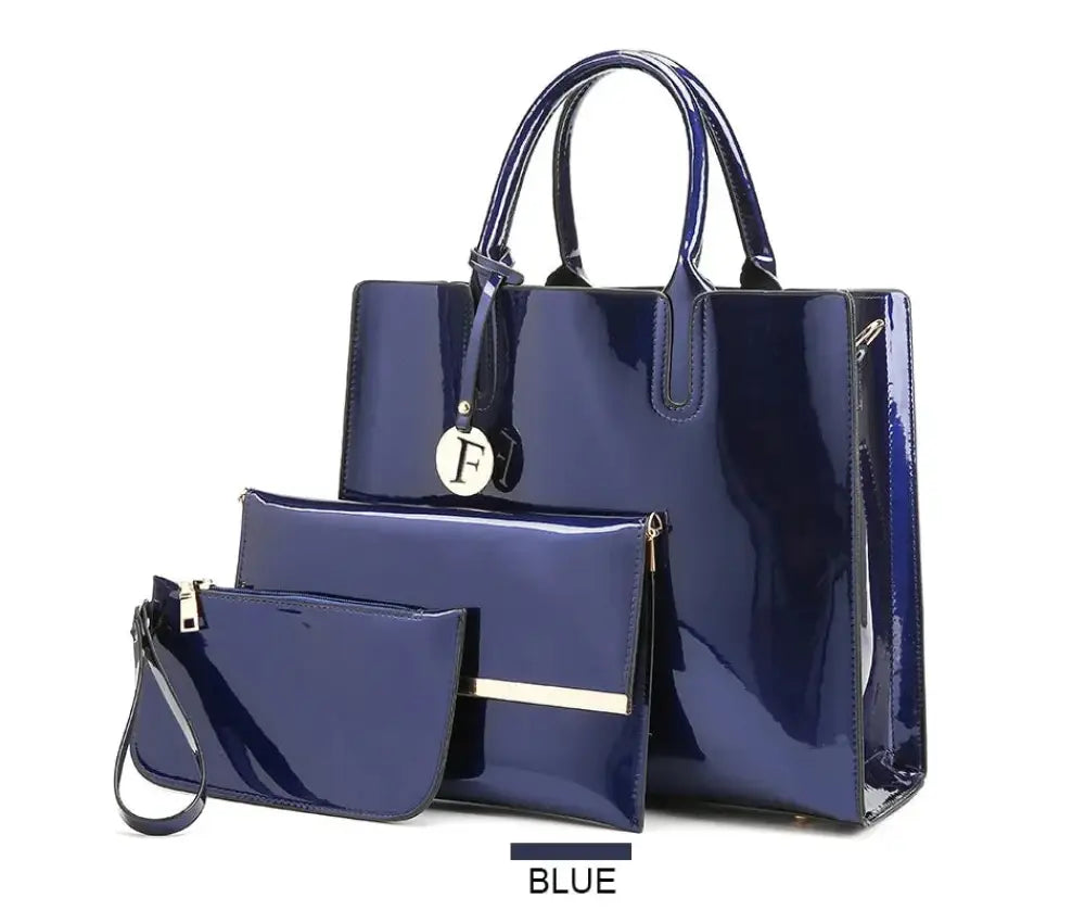 Premium 3-piece Crimson Leather Tote and Clutch Set
