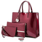 Premium 3-piece Crimson Leather Tote and Clutch Set