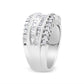 14K White Gold 1.00 Cttw Round and Baguette-Cut Diamond Modern Band Ring (H-I Color, SI2-I1 Clarity) - Ring Size 7