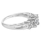 10K White Gold 1/2 Cttw Brilliant & Baguette Cut Diamond 3 Stone Design with 3 Square Clusters Engagement Ring (H-I Color, SI2-I1 Clarity) - Size 6-3/4